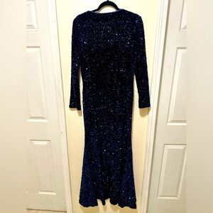A navy blue sequins dress